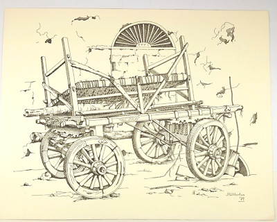 Jeddah Saudi Arabia Pen & Ink Print ~ Joe Horton Artist ~ Cart Wheels 1979 ~ NOS