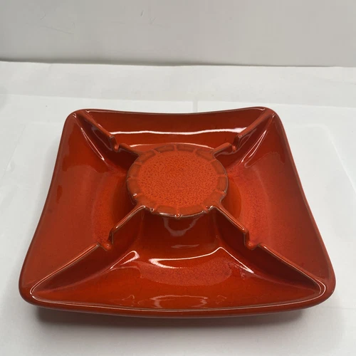 Vintage Frankoma Vintage Reddish orange Square Ashtray 490
