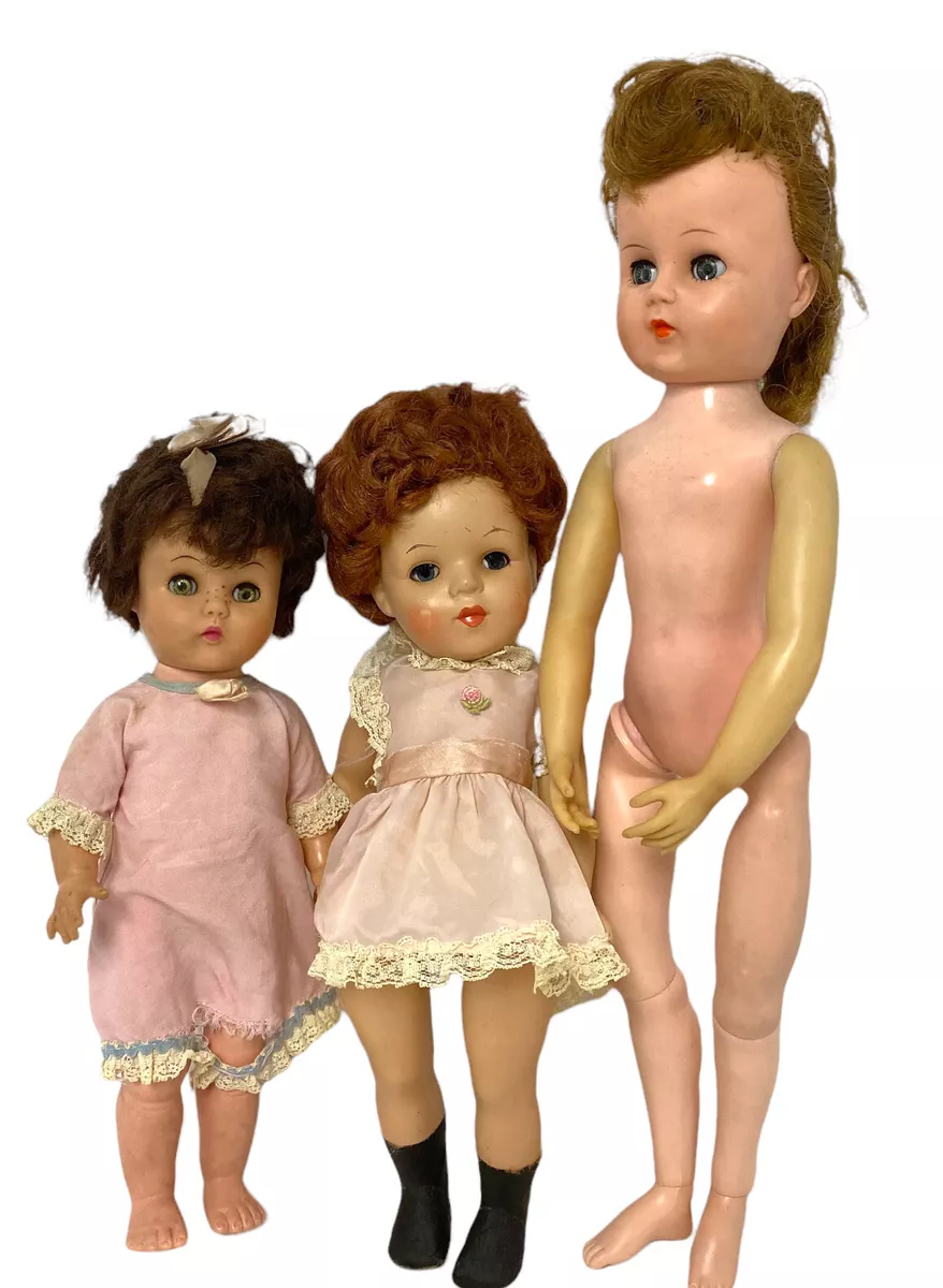 Lot of 3 vintage dolls 50s 60s vinyl dolls original dress