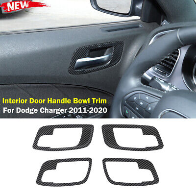 Carbon Fiber JeCar Inner Door Handle Bowl Trim ABS Decor Cover for 2011-2020 Dodge Charger Carbon Fiber JeCar Inner Door Handle Bowl Trim ABS Decor Cover for 2011-2020 Dodge Charger