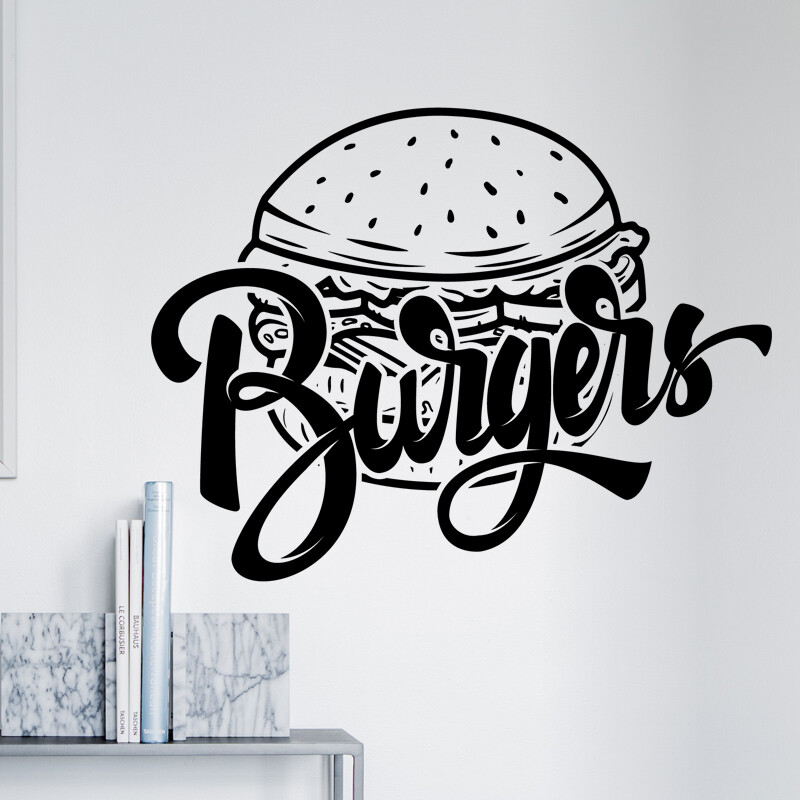 Burger bar wall sticker food restaurant cafe takeaway graphics