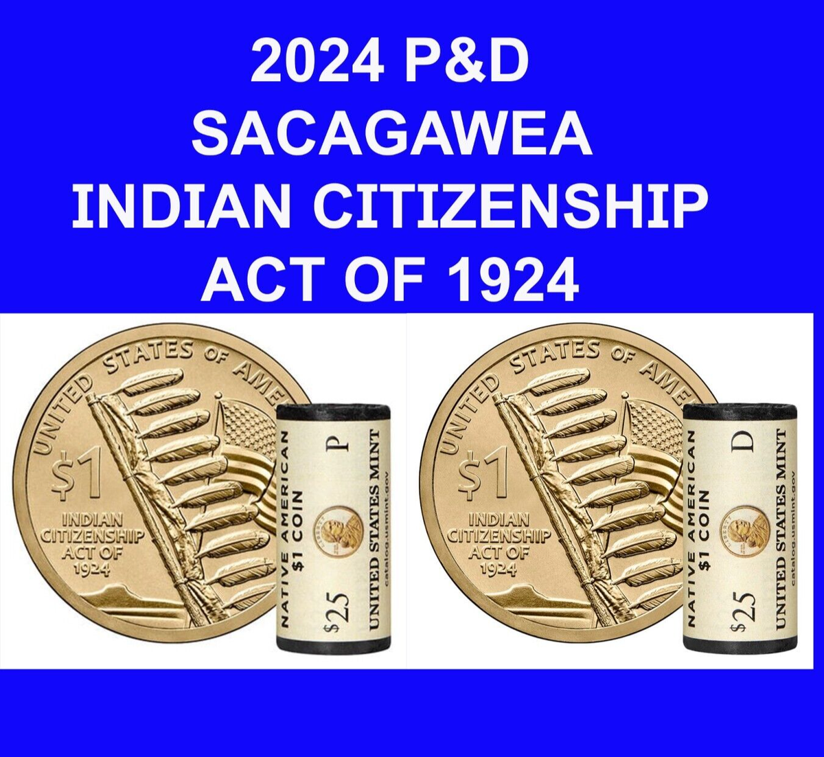 2024 S - $1 Native American Indian Sacagawea Coin In US Mint Plastic - Foto 8