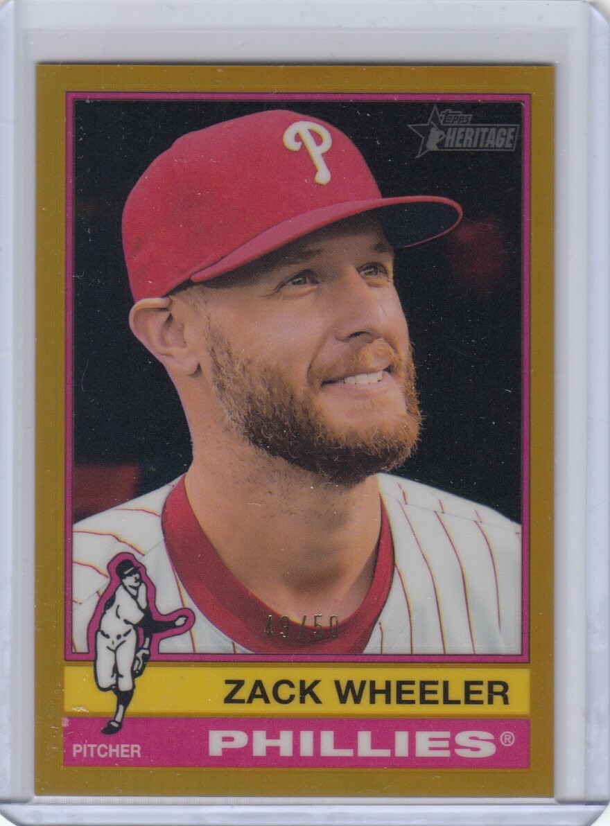 2025 Topps Heritage #65 Phillies Zack Wheeler Chrome SP Gold Refractor 49/50