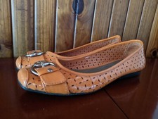 ANNE KLAU BALLET SHOES LEATHER UPPER FANCY BUCKLE S39 AS NEW PLEASE SEE PHOTOS