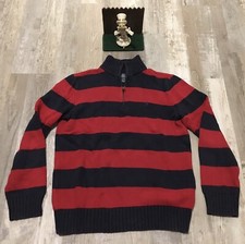 Ralph Lauren Polo Sweater Boys XL Red Blue Pull Over Quarter Zip Pony Mock Youth