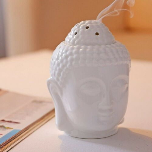 Thai Buddha Oil Burner Buddah Head Wax Melts Ornament Spa Ceramic Tea Light Gift - Picture 10 of 12