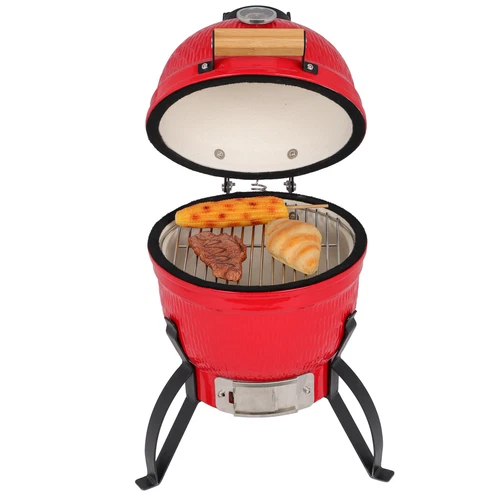 13" Round Kamado Charcoal Grill Portable BBQ Grill with Thermometer - Bild 15 von 24
