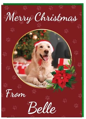 AK GIFTSHOP Personalised Photo Christmas Card From Your Pet Pets Dog Cat Rabbit Hamster