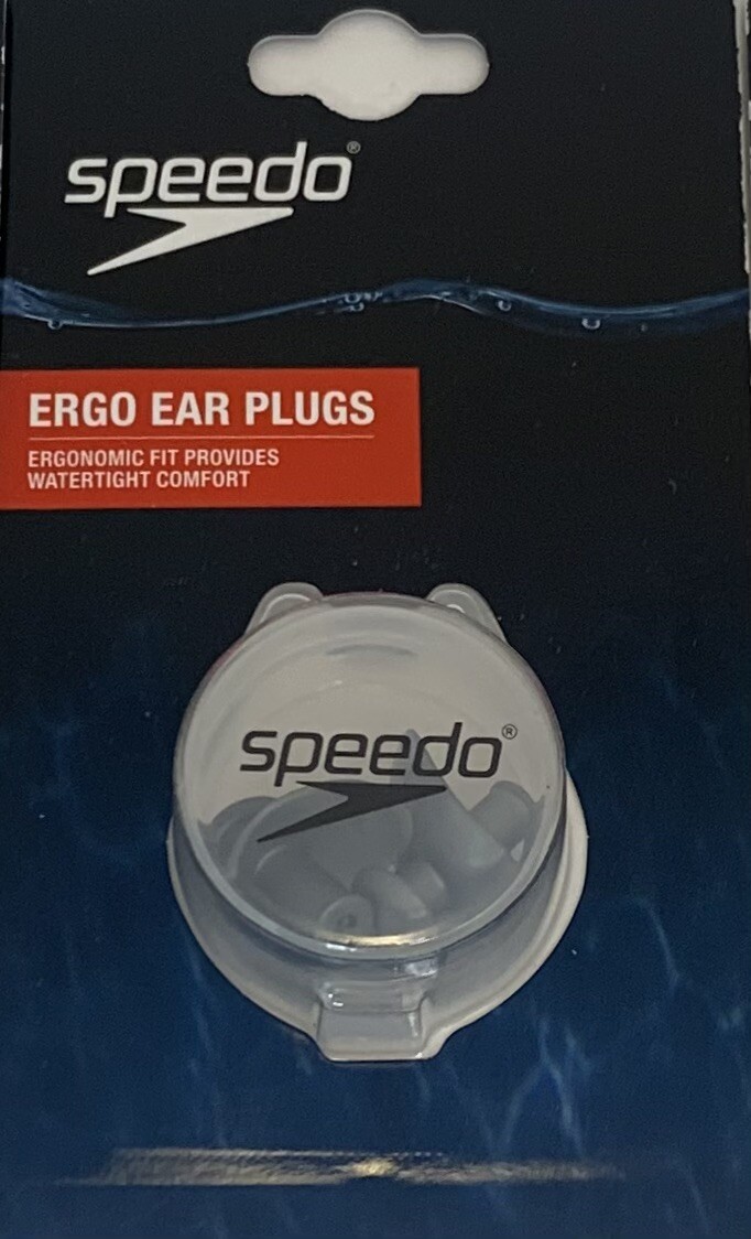 Speedo UnisexAdult Swim Training Ergo Ear Plugs, Silver Durable Long