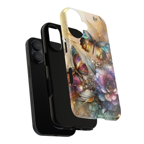 Gold Floral Butterfly Phone Case, Elegant Botanical Alcohol Ink Luxe Cover | X47 - 第 32/272 張圖片