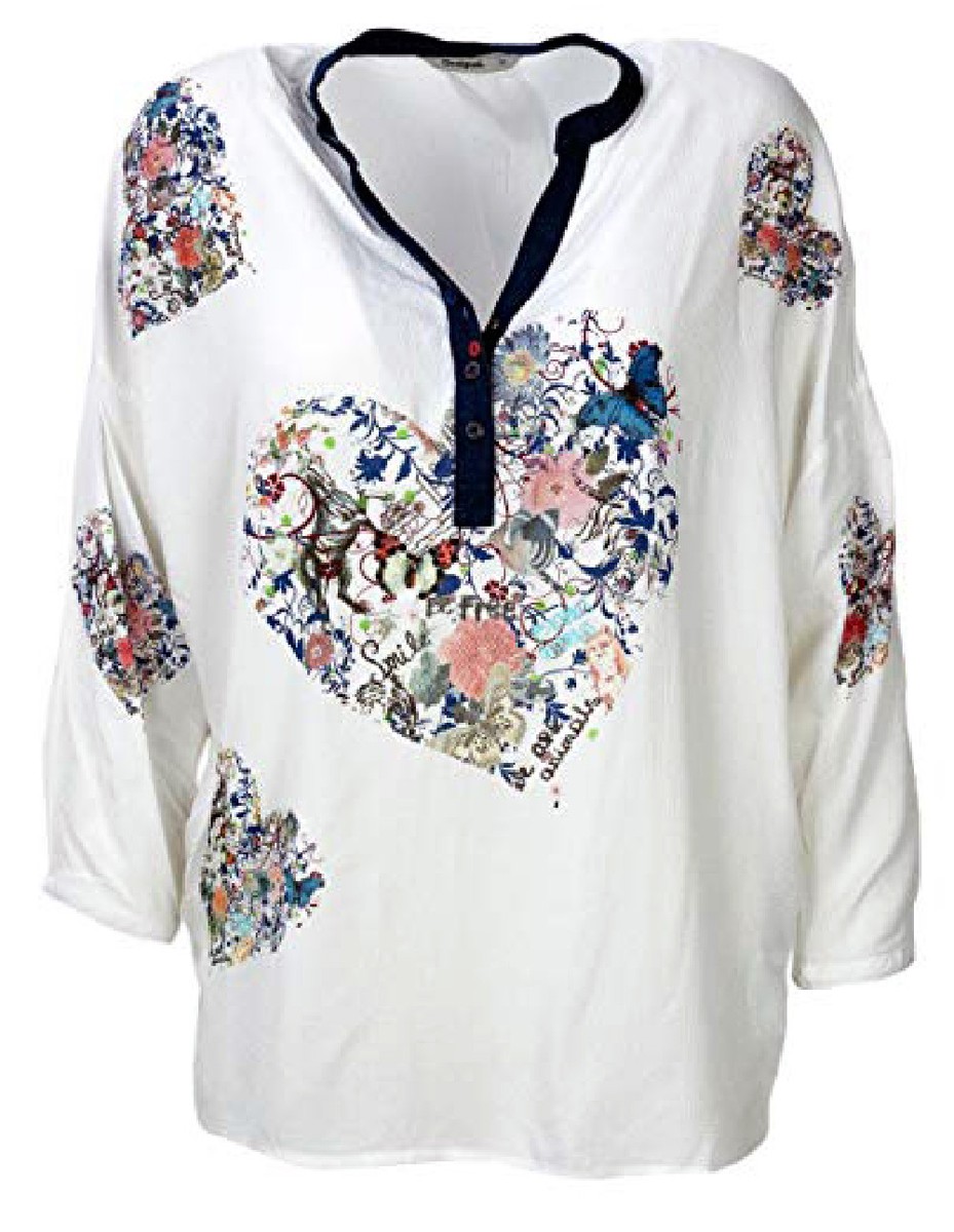 Chemisier Desigual Femme Oversized Blanc - Modèle BLUS TEMIS 18WWBW07