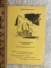 1977 Baptist Temple New York 78th Anniversary Flier Manhattan Rev Hunson Greene