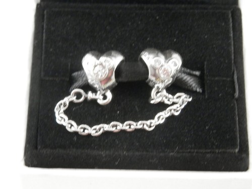 Cionondoli Disney Parks Pandora Topolino e Minnie cuore trasparente Zirconia catena di sicurezza argento - Foto 2 di 3