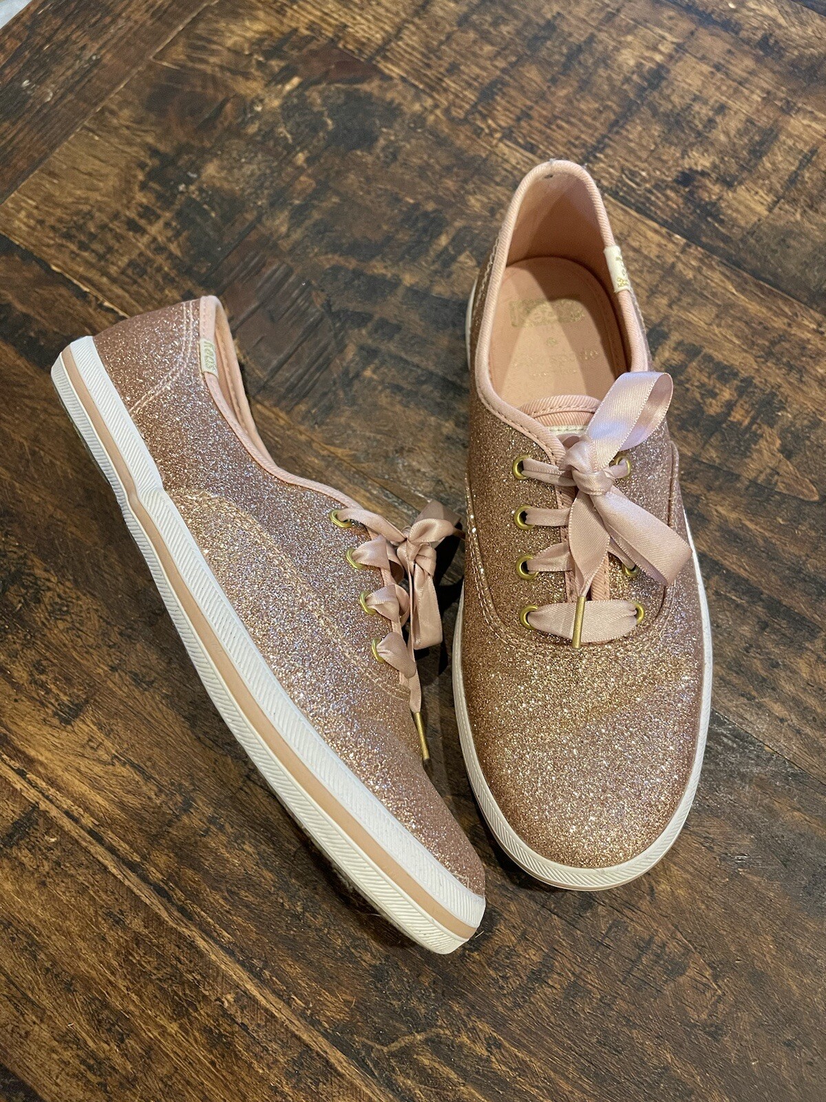 Keds Kate Spade New York Rose Gold Glitter Sneakers K… Gem