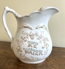 HP Co. Antique Ice Water Pitcher Jug Stone China Harker Pottery Ohio READ!