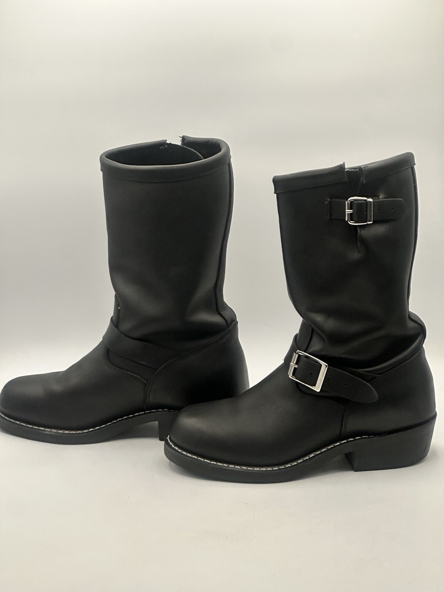 Cody James Black Leather Buckle Biker Style Men's Boots Size 8.5