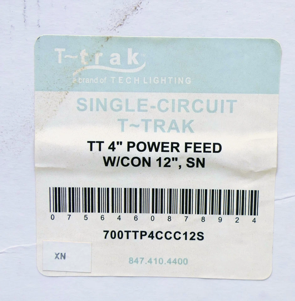 Tech Lighting T-Trak 4" Power Feed w/Connector 12" Drop 700TTP4CCC12S - Image 2 of 4