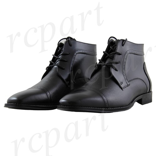 Nuevos zapatos para hombre vestido formal botas de cuero real encaje boda baile de graduación negro - Imagen 10 de 10