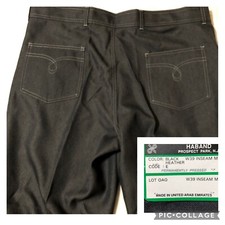 Vintage Haband Polyester Black Heather Pants 39 x 30 Leisure Disco NOS