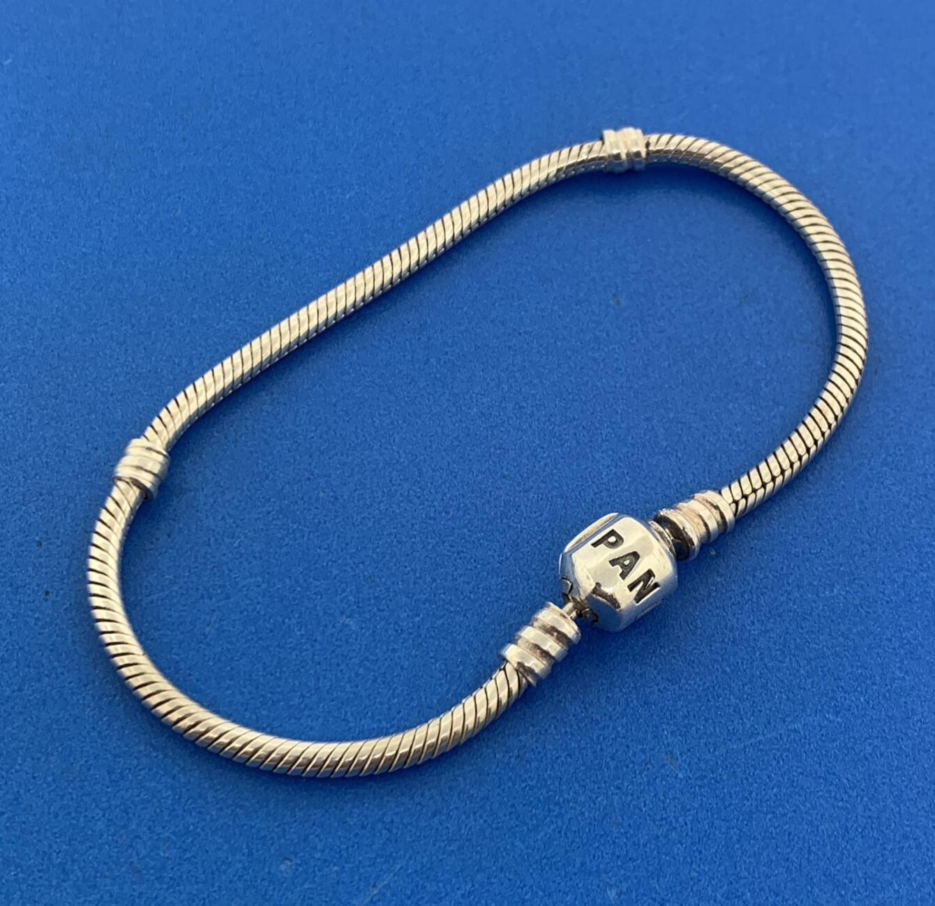 Authentic Pandora Sterling Silver 925 Barrel Clasp Charm Bracelet