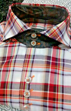NWT Bogosse Men's Size 2 Small Short Sleeve Button Down Shirt Fancy Jacq Checks