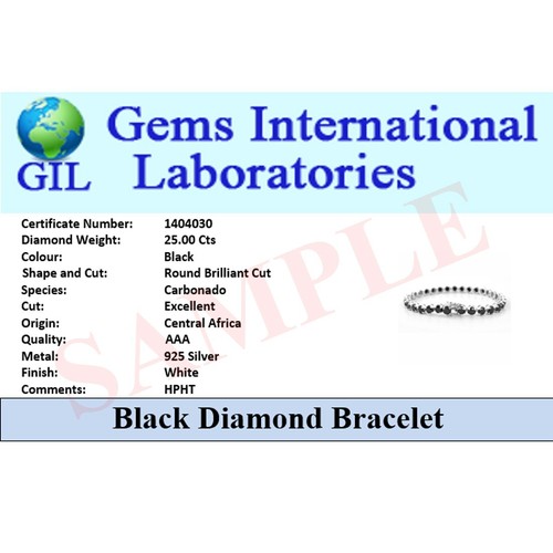 5 mm Black Diamond Tennis Bracelet 23 Ct, 925 Silver, Great Luster, Unisex Gift - Picture 6 of 7