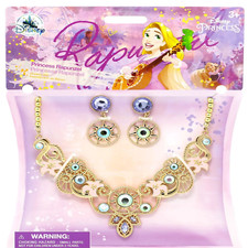 Disney Store Repunzel Metal Jewelry Set Earrings Necklace Tangled