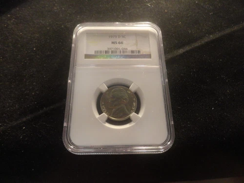 1973-D Jefferson Nickel NGC MS- 66- beutiful golden tone- POWER BUY
