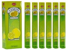 Lemon - Box of Six 20 Stick Tubes, 120 Sticks Total - Hem Incense