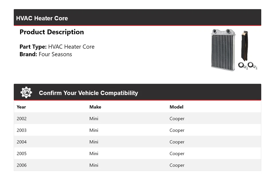 Para 2002-2006 Mini Cooper HVAC aquecedor núcleo 4 estações 2003 2004 2005 - Imagem 2 de 4