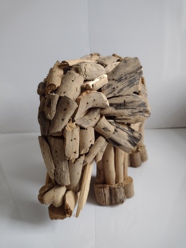 Adorno de elefante de madera a la deriva hecho a mano - Imagen 2 de 5