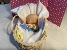 VTG. 1984 GABRIELLA GOO GOO KIDS SCULPTED NEWBORN BABY PUPPET, BLANKET  BASKET
