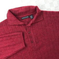 Vintage Structure Sweater Men Large Red Wool Rabbit Hair Baggy Oversized Y2K 90s