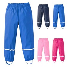 Toddler Kids Child Boys Girls Rain Dungarees Waterproof Windproof Rain Trousers