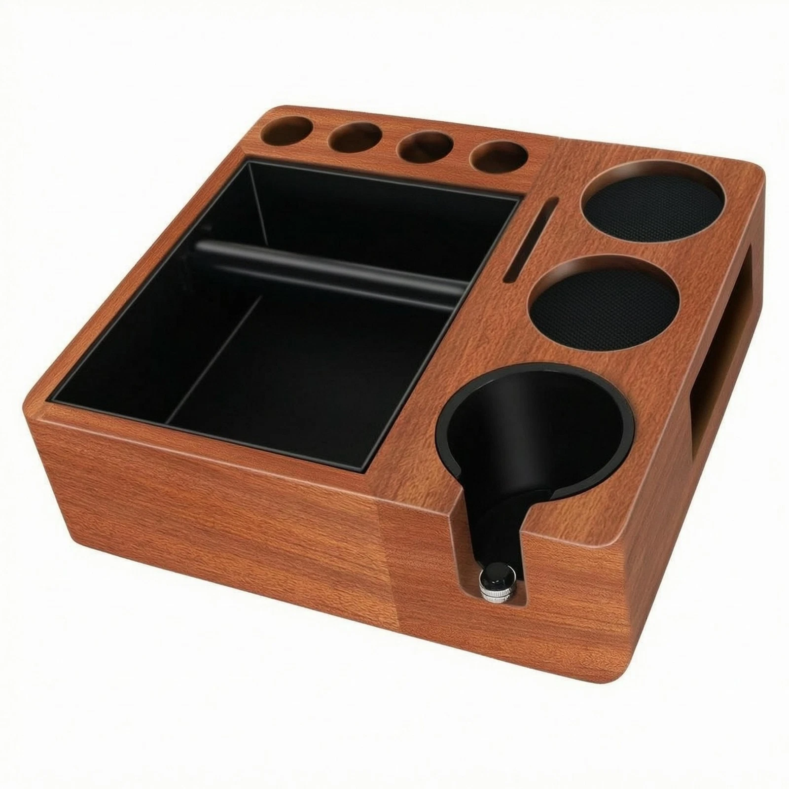 Coffee Tamping Station Countertop Portafilter Holder Stand Wood Grain