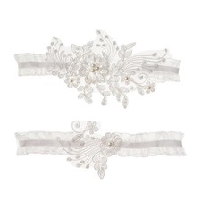 Wedding Garter For Bride Set Stretchy Lace Leg Garter Flower Floral White Prom