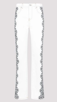 Etro Women's White Paisley Scroll Straight-Leg Jeans Pants Size 25