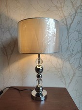 Image of Louis Silver Acrylic Chrome Ball Sphere Table Lamp With Silver Shade