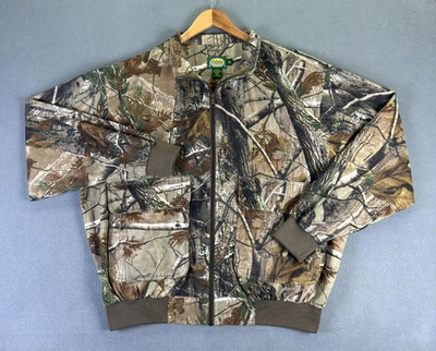 #ad Cabelas Jacket Mens XL Brown Realtree AP Camouflage Outdoor Hunting Twill $26.99