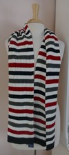 NWT Tommy Hilfiger Navy Red Ivory Gray Stripe Ribbed Winter Scarf 10"x64"
