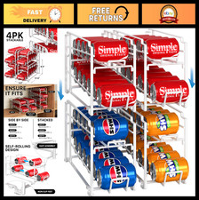 4-Pack Stackable Soda Can Dispenser Organizer - White for Pantry & Fridge Storag