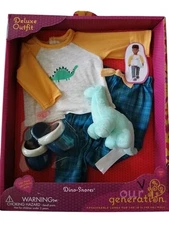 AG Our Generation 18" Boy Doll  Outfit Dinosaur Pajamas Dino-Snores NEW NIP