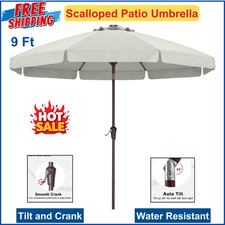 Patio Umbrella 9Ft, Outdoor Table Umbrella With Push Button Tilt  Crank, 8 Ribs