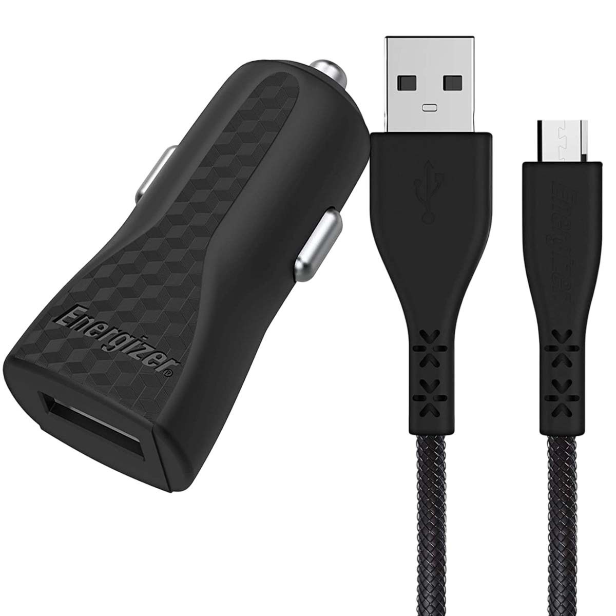 Chargeur de voiture USB 5W HardCase ultra compact haute résistance et fil Micro-USB