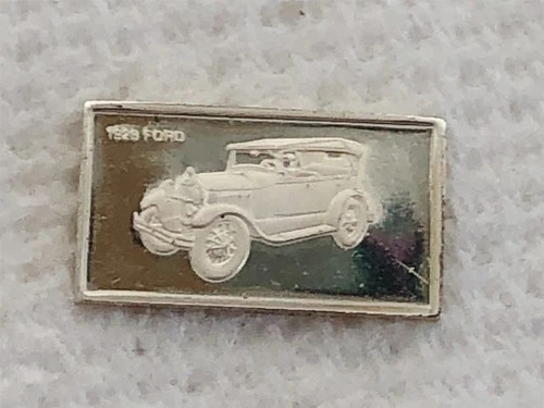 1929 FORD SEDAN .925 PURE SILVER MINI BAR PROOF WEIGHS 1.7 GRAMS