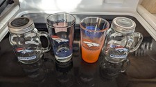 4 Broncos Glasses 2 Pint Glasses And 2 Mason Jar Glasses Bud Light & Arbys