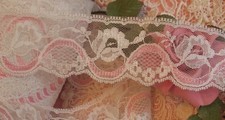 2 1/4" w. 4 Yds Chantilly lace Roses  Pink Ribbon 5.00