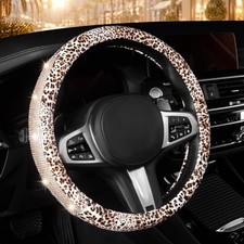Leopard Print Steering Wheel Cover - Bling Crystal Rhinestones Cheetah Gold Leopard Print Steering Wheel Cover - Bling Crystal Rhinestones Cheetah Gold
