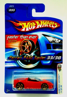 Hot Wheels "FASTER THAN EVER" FERRARI F430 SPIDER #033 2006 FIRST EDITIONS - Red - Image 1 of 3
