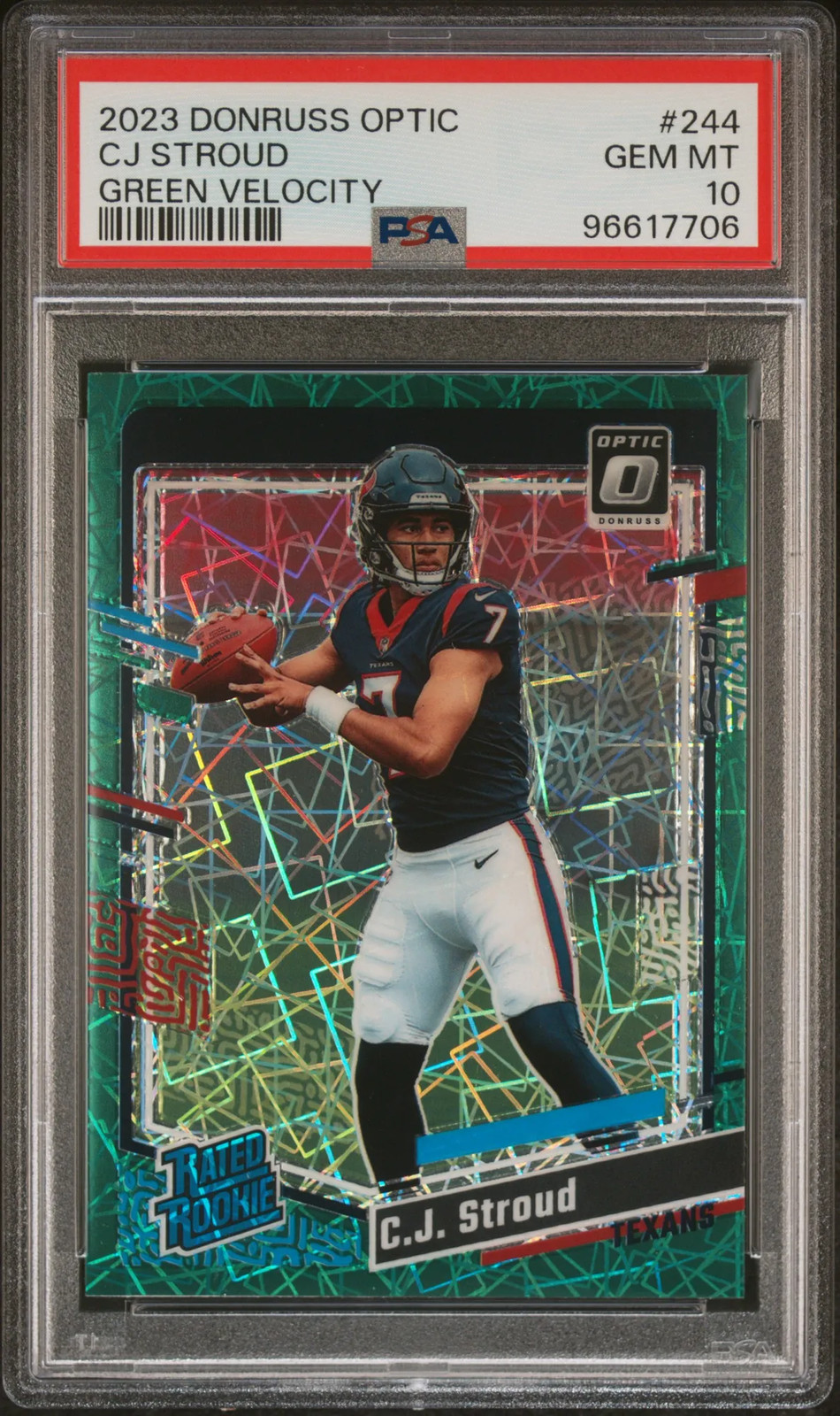 2023 Panini Donruss Optic ROOKIE CJ Stroud #244 Green Velocity RC PSA 10